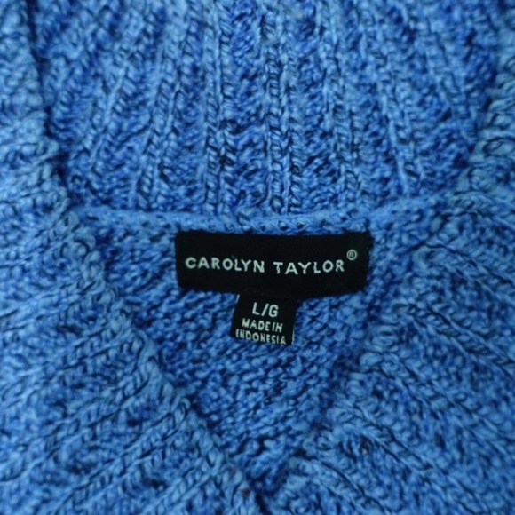 Carolyn Taylor Sweater Women Size Large Blue V-Neck Acrylic Blend Medium - Picture 3 of 5